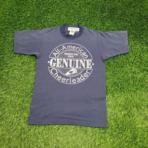 Vintage Cheerleader Shirt Small 17x24 Faded Navy-Blue